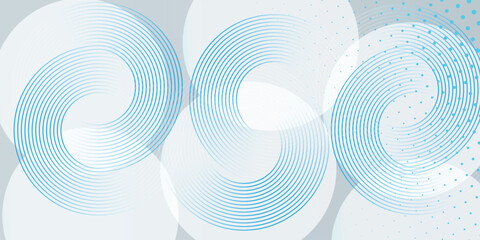 Abstract white glowing geometric lines on gray background. Modern shiny white circle lines pattern.  Futuristic technology concept.