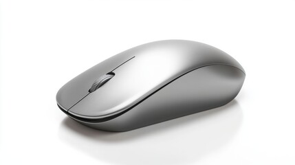 Silver Bluetooth Wireless Mouse On a White Background