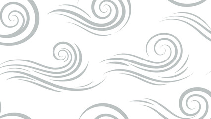 Fototapeta premium Seamless pattern with elegant and simple gray abstract swirls and curves, evoking a sense of wind, smoke, or flowing lines.