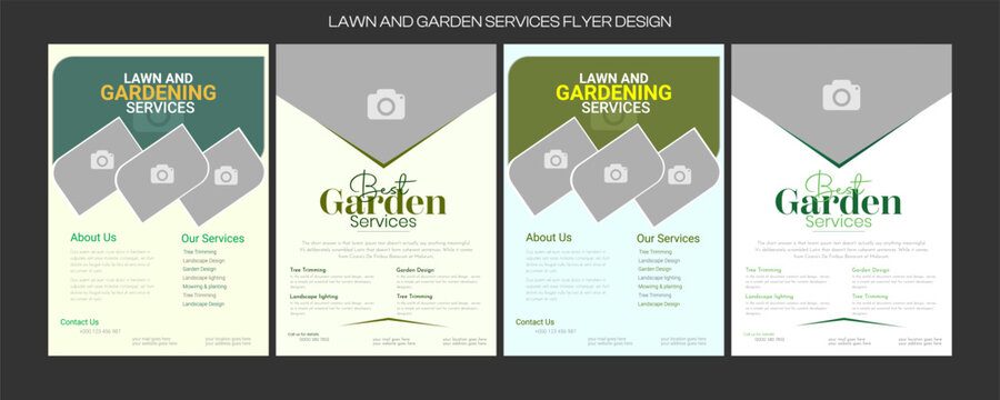 lawn and garden flyer design template landscaping services Tree and gardening service poster leaflet design. Lawn Care and Gardening Services Flyer Design, Landscaping leaflet design set
