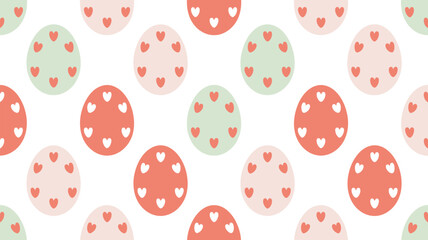 Cute pastel easter egg pattern with lovely hearts, perfect for spring holiday celebration Vector