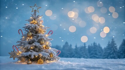 christmas tree with snow