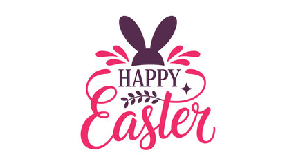 A festive happy easter greeting with cute bunny ears and decorative pink elements Vector