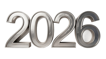 The year 2026 in metallic bold style. 