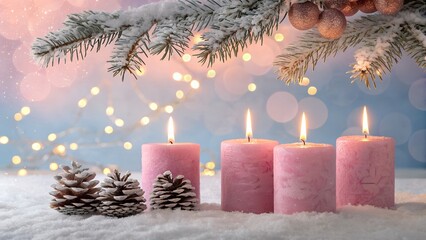 christmas decoration with candles and christmas tree