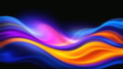 Vibrant colorful wave pattern on black background