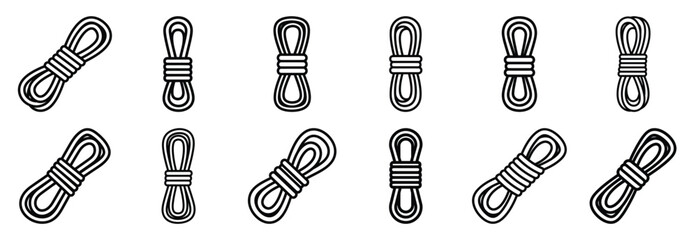 Set of outline icons construction rope . construction simple line isolated icon set collection © SreeAtul