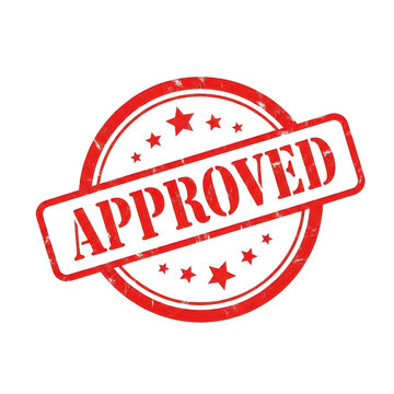 Red approved stamp isolated on transparent background