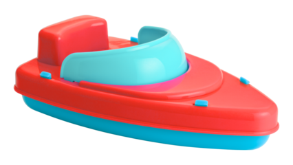 Colorful Toy Speedboat Isolated on Transparent Background