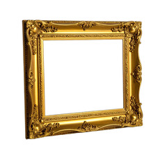 Ornate golden picture frame mockup against a solid black background.