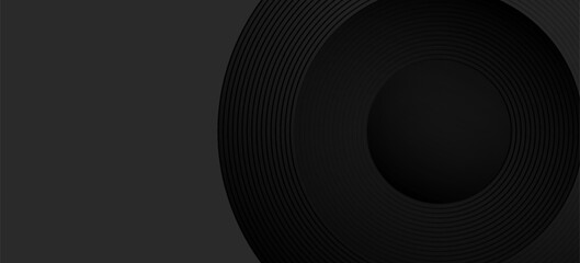 Abstract black glowing geometric lines modern shiny gray circle lines pattern, Modern black gray gradient rings