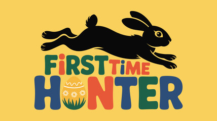 First time easter egg hunter rabbit design for celebrating the joyous holiday season Vector