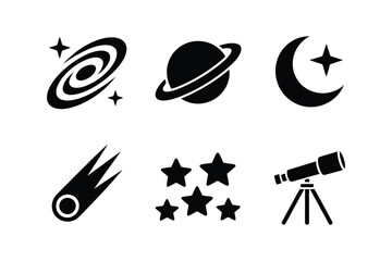 Astronomy and space exploration flat vector icon collection © Sadek