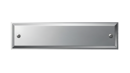 Metallic Nameplate Plate with Screws on Silver Background