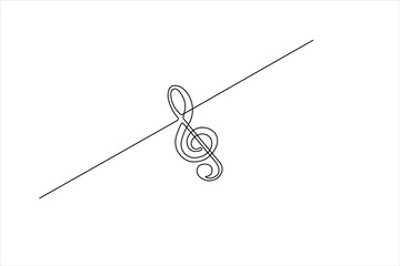 Continuous line drawing of a musical treble clef symbol