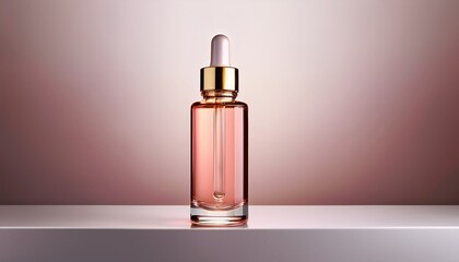 rose toned rectangular glass dropper bottle with a rose gold top