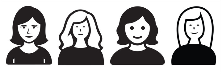 Diverse group of four women with different hairstyles