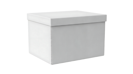 White Storage Box with Lid on Clean White Background