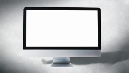 a modern computer monitor with a blank white screen is isolated on a transparent
