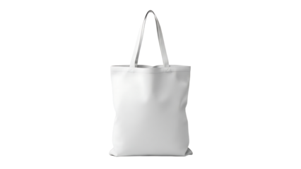 Plain White Tote Bag with Handles on White Background for Shopping or Casual Use
