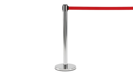 Obraz premium Stanchion Barrier with Red Rope and Silver Post for Queue Control