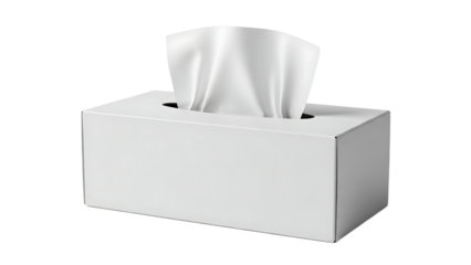 White Tissue Box with Tissue Paper Inside on White Background