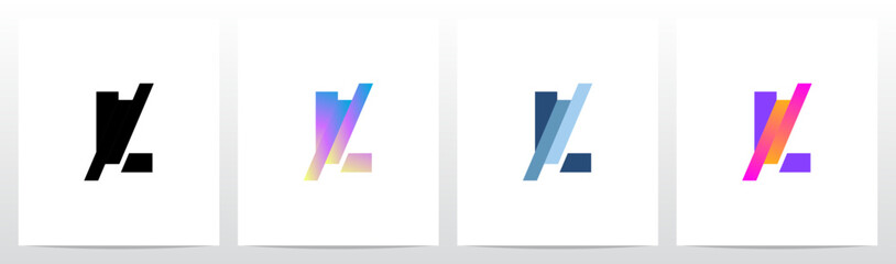 Stripes Diagonal Cut Letter in Half Initial Logo Design L