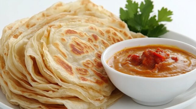 Flaky Roti Canai with Savory Curry Dip