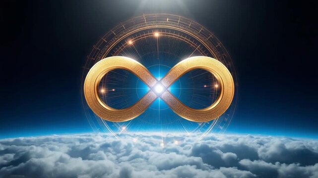 golden loop in celestial blue radiance