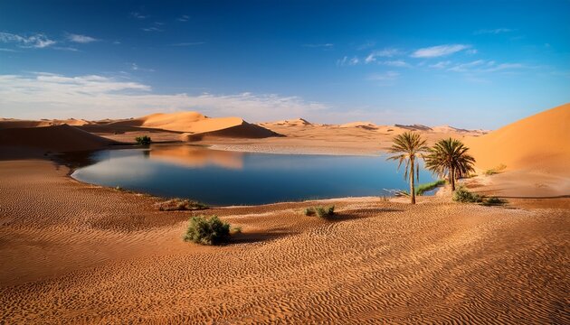 Umm Al Ma Lake Desert Oasis Sahara Libya