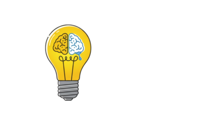 Innovative idea with dual brain lightbulb concept