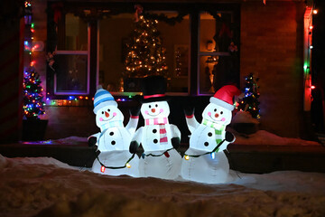Three Lighted Snowmen