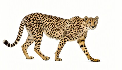 Majestic Cheetah Walking on White Background © nguyen