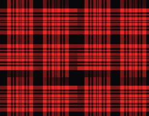 Red Black Buffalo Plaid Seamless Vector Pattern for Fashion Textile Wallpaper