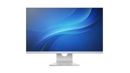 Modern Computer Monitor Display with Blue Abstract Background