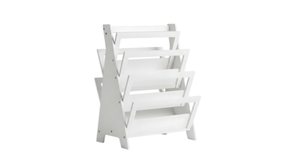 White Wooden Bookstand Shelf Display Stand with Multiple Tiers for Home or Retail Use