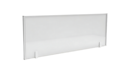 Clear Whiteboard with Silver Frame Standing in Bright Modern Office Setting