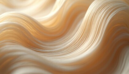 Soft blond hair strands form elegant waves with light highlights. Close up texture shows glossy, smooth, healthy strands creating a beautiful pattern. Natural shine and flow detail luxury style.