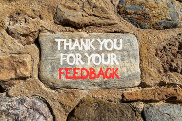 Thank you for your feedback symbol. Concept words Thank you for your feedback on beautiful grey...