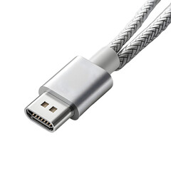 Sleek metallic USB-C cable connector for modern devices, symbolizing connectivity and technology.