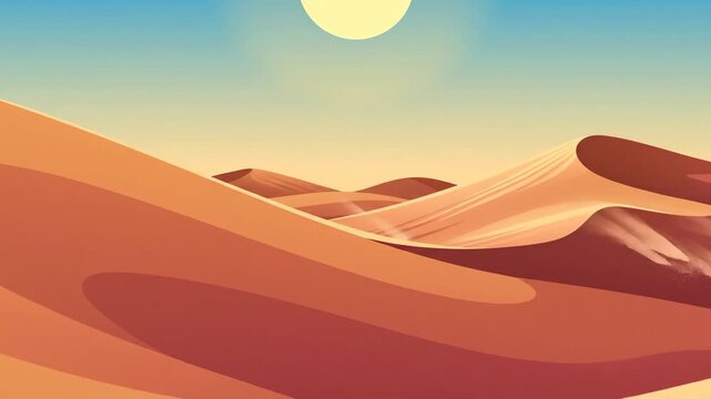 Stylized Desert Dunes Under A Bright Sun