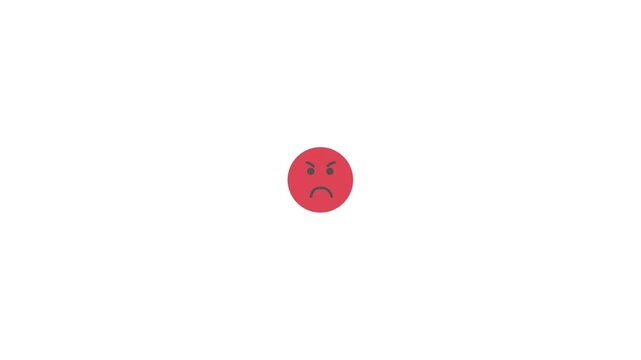 Red emoticon face with angry expression