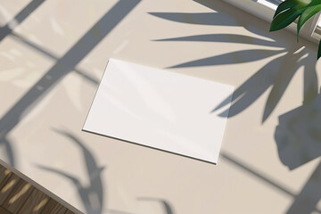Mockup of a blank business card lying on an office desk