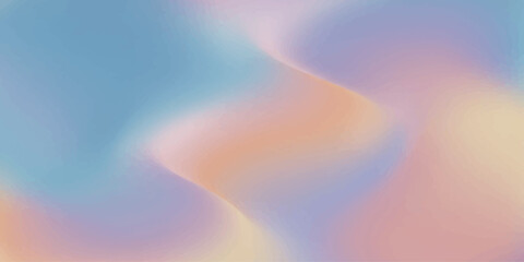 An abstract colorful background featuring flowing waves that blend a vibrant rainbow sky with sunlit clouds and deep blue sea water for a summer landscape