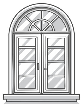Elegant Arched French Doors with Transom Window Architectural Element