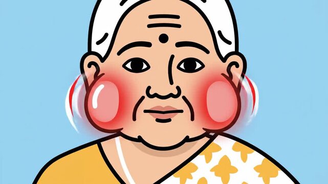 Elderly Woman Illustrates Mumps Salivary Gland Swelling