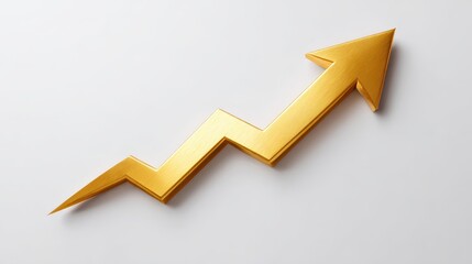 A golden arrow pointing upward symbolizes growth, progress, ambition, and rising success.
