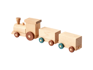 A classic Wooden Toy Train set with colorful cars. An educational and timeless toy for children's imaginative play.