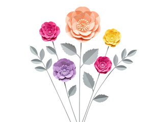 Obraz premium Beautiful paper flowers in various colors
