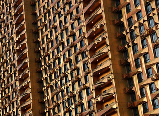 Multiple windows in a geometrical row backdrop